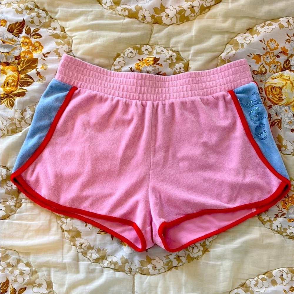 Juicy Couture Pink and Blue Athletic Shorts Lightweight Design
